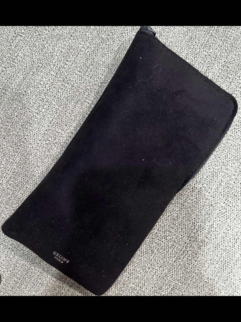 Celine Paris Black Suede Zipper Sunglass Eyeglass Pouch Case